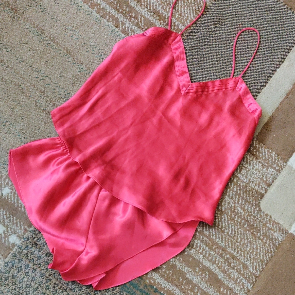 Vintage Red Satin 2 Piece Nightie